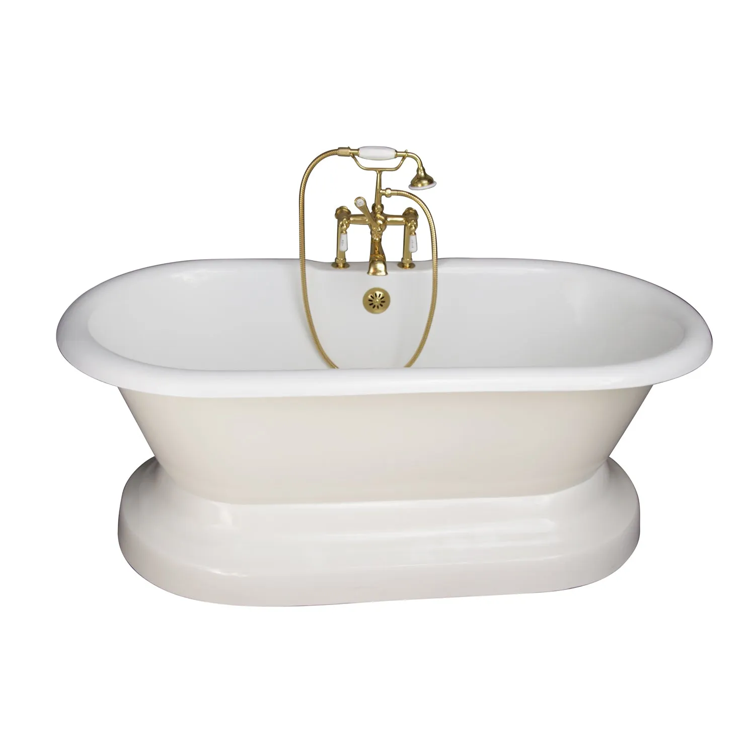 Columbus 61" Cast Iron Double Roll Top Tub Kit-Polished Brass Accessories