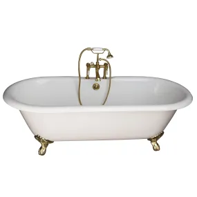 Columbus 61" Cast Iron Double Roll Top Tub Kit-Polished Brass Accessories