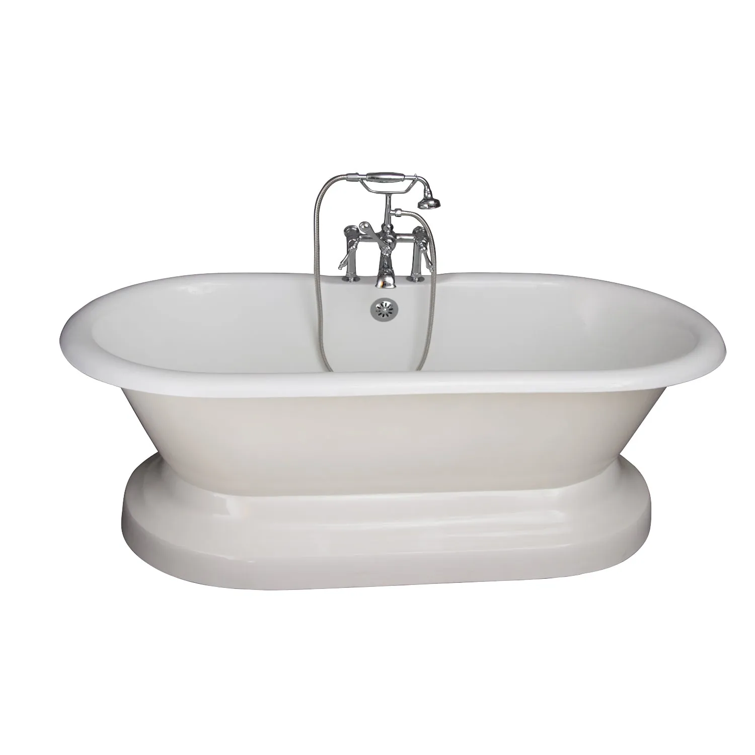 Columbus 61" Cast Iron Double Roll Top Tub Kit-Polished Chrome Accessories