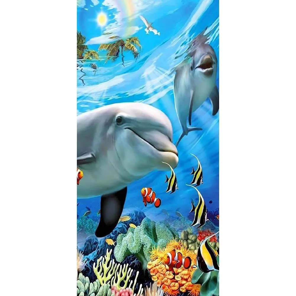 Dolphin Full Drill 5D DIY Diamond Painting - 45x85CM