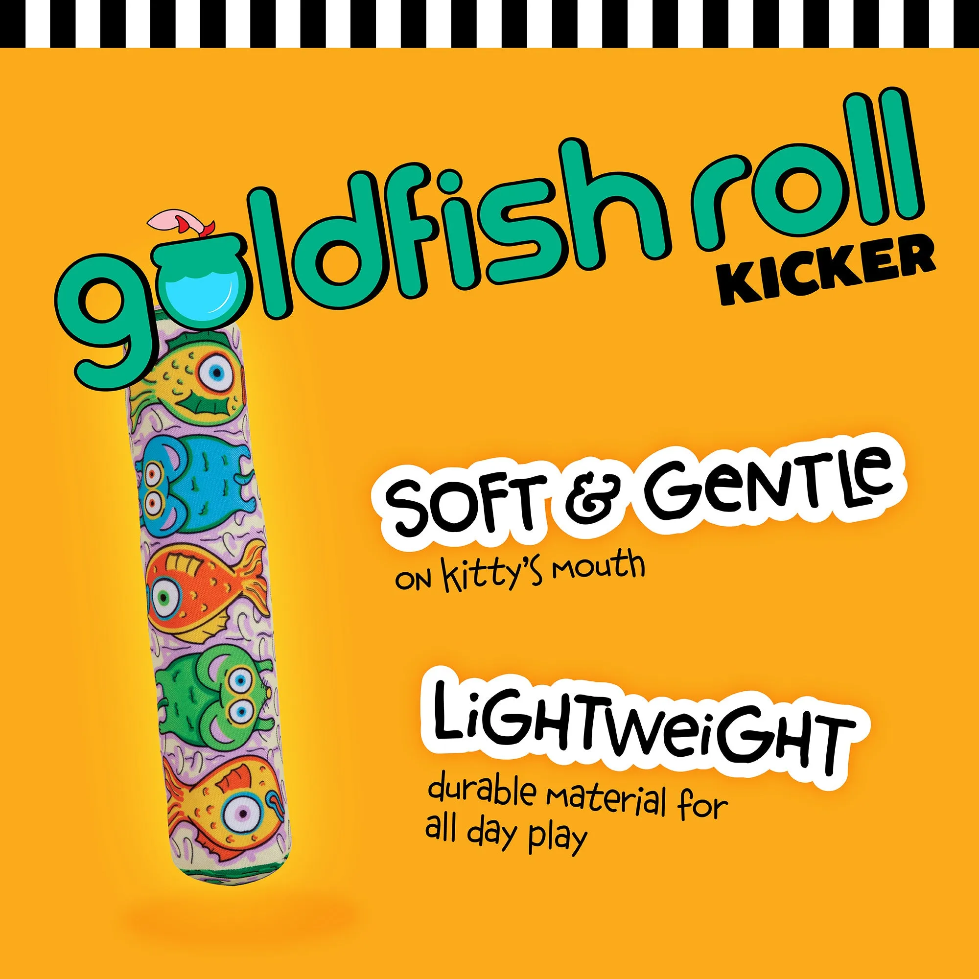 FAT CAT Kitty Kickz Gold Fish Roll Cat Toy