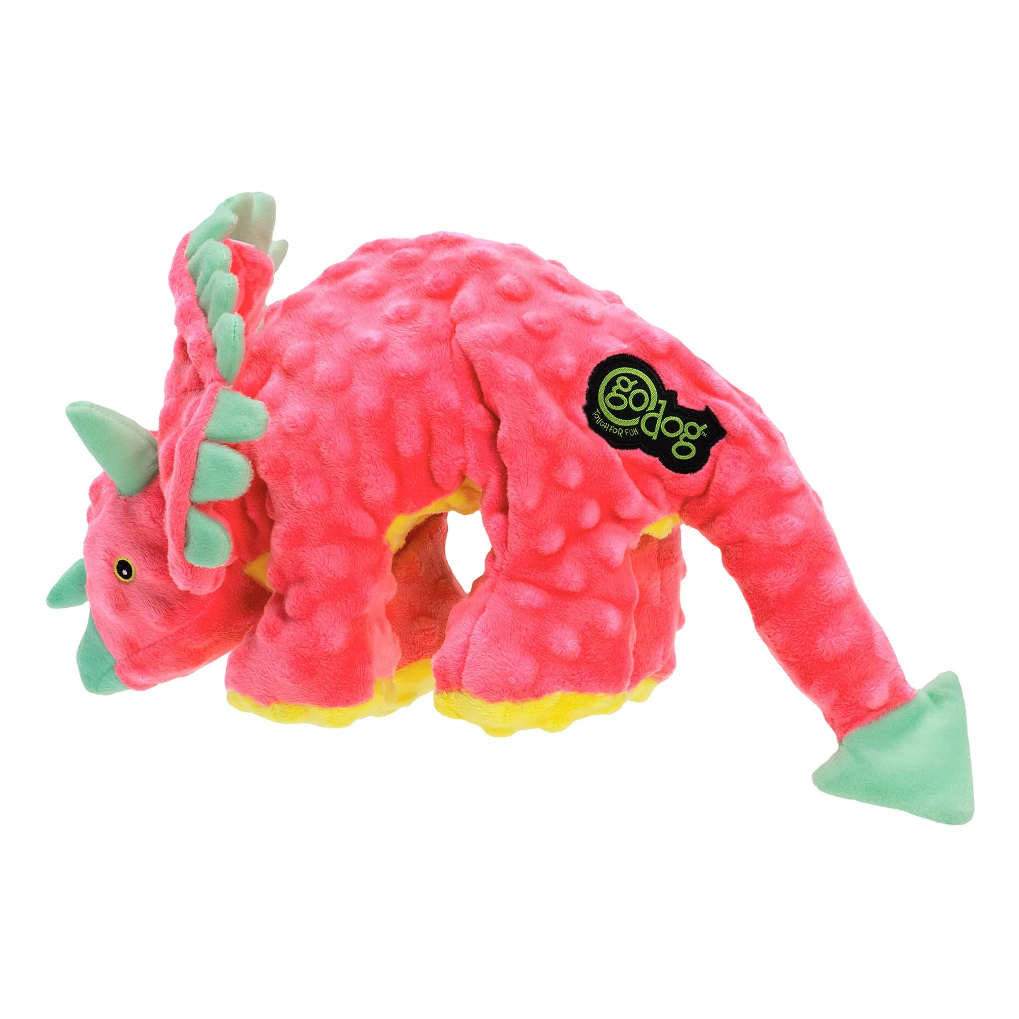 goDog - Dinos Frills Squeaker Plush Pet Dog Toy