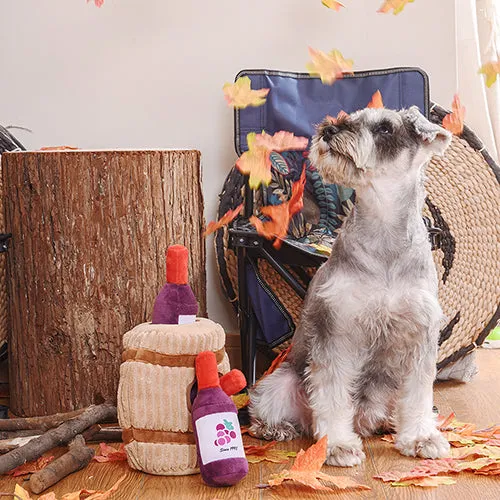 Interactive Plush Wine Barrel Dog Toy