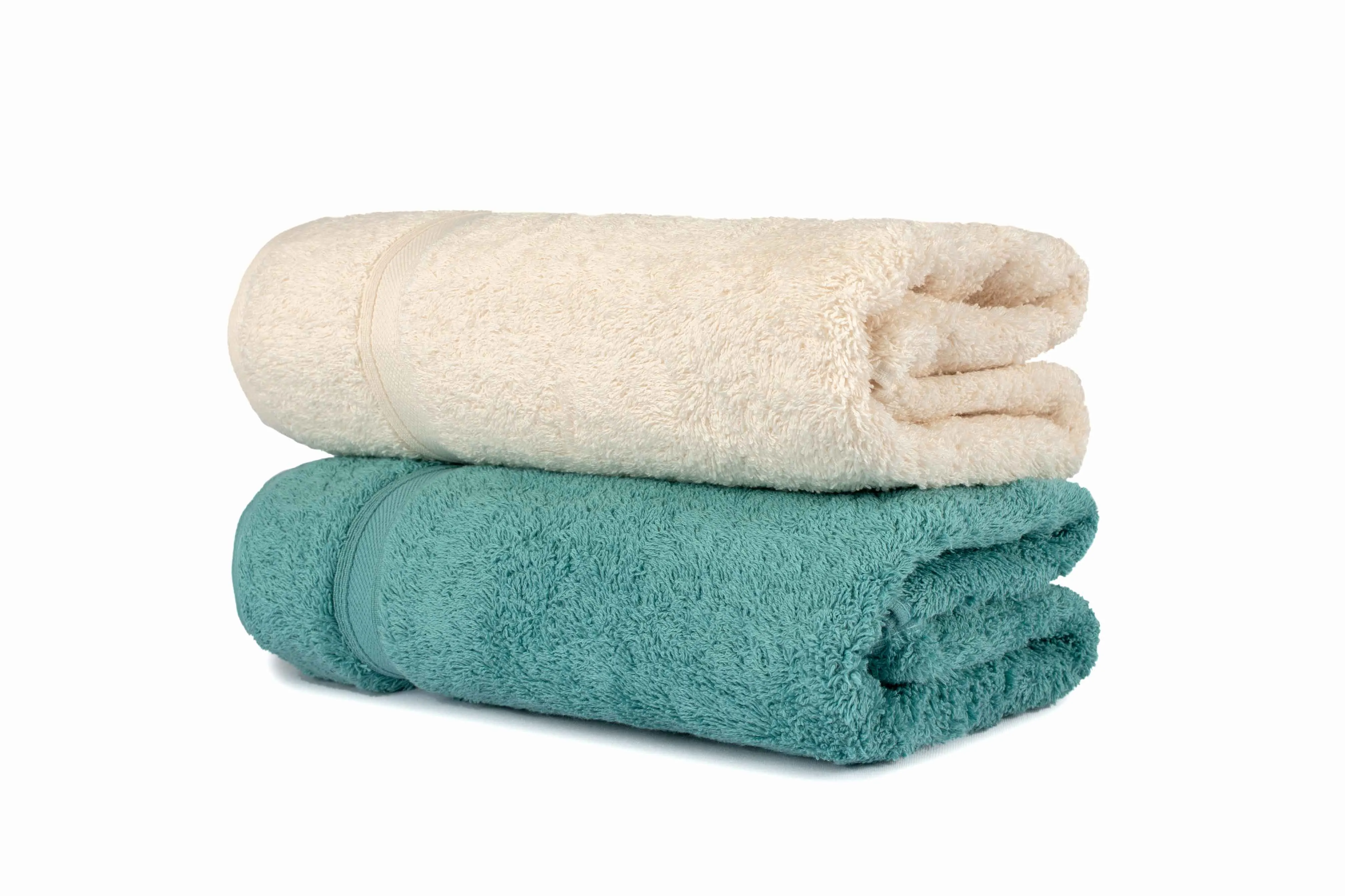 Mistley Collection Cotton Bath Towel Set of 2 - Cream & Turquoise