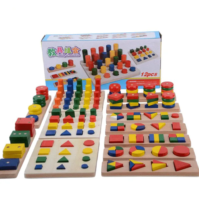 Montessori Baby Oak Educational Wooden Toys (12 types in a set