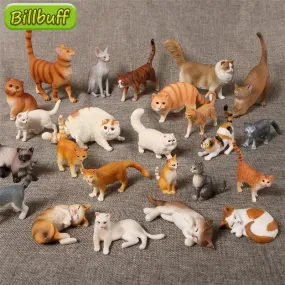 New Simulation Wild Animal Model Toys Set White Pet Cat Poultry Orange Cat Action Figure Cognition Educational Toy for Childrens