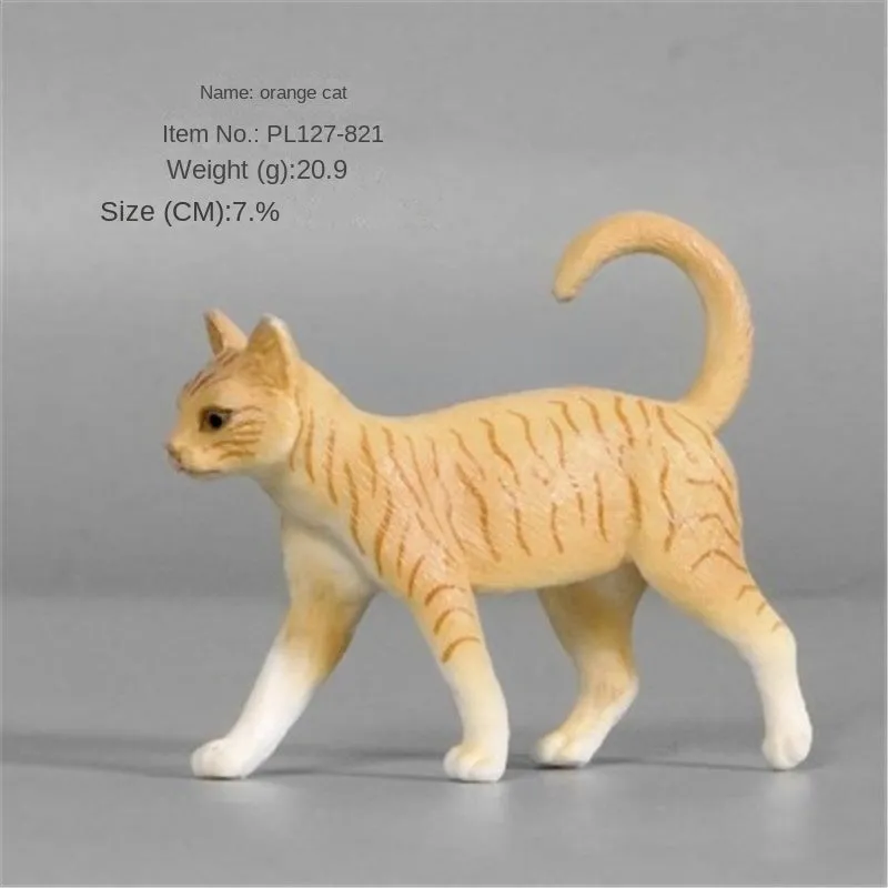 New Simulation Wild Animal Model Toys Set White Pet Cat Poultry Orange Cat Action Figure Cognition Educational Toy for Childrens