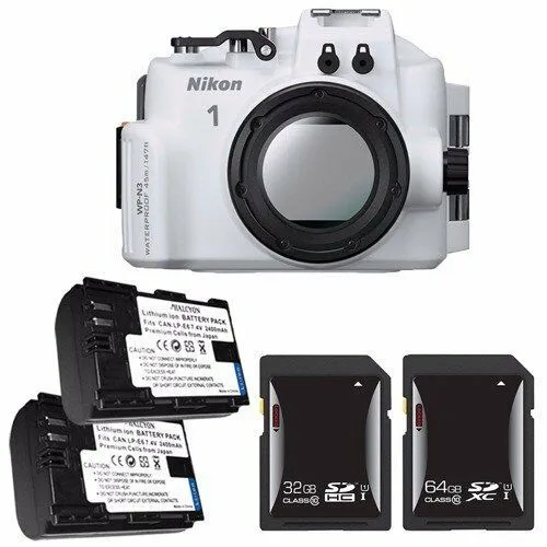 Nikon WP-N3 Waterproof Housing for Nikon 1 J4 or S2 Camera and NIKKOR 11-27.5mm or 10-30mm Lens   EN-EL22 Battery   32GB SDHC Card   64GB SDXC Card