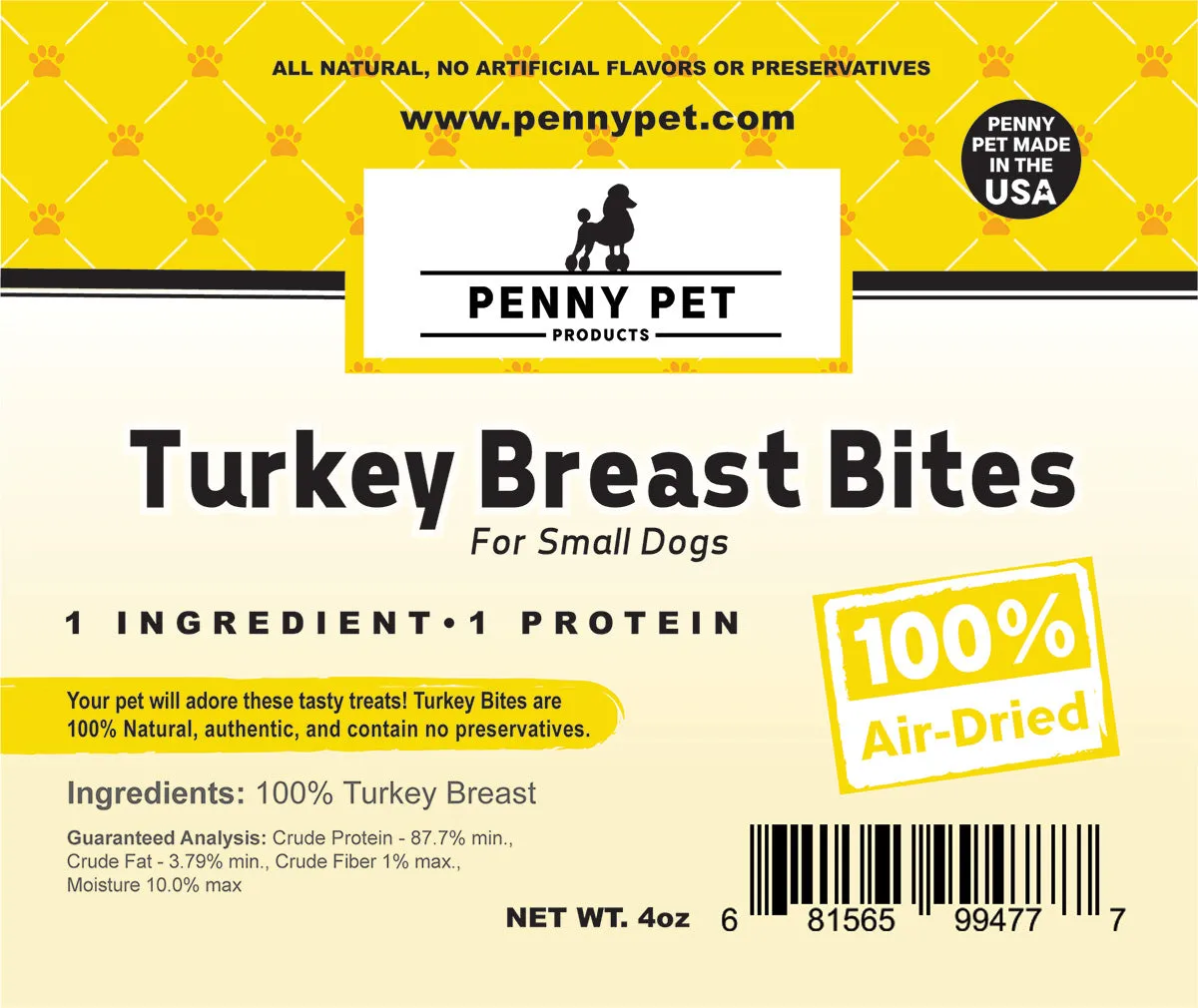 Penny Pet 100% Ground Turkey Breast Bites - GREAT for Small & Senior Dogs