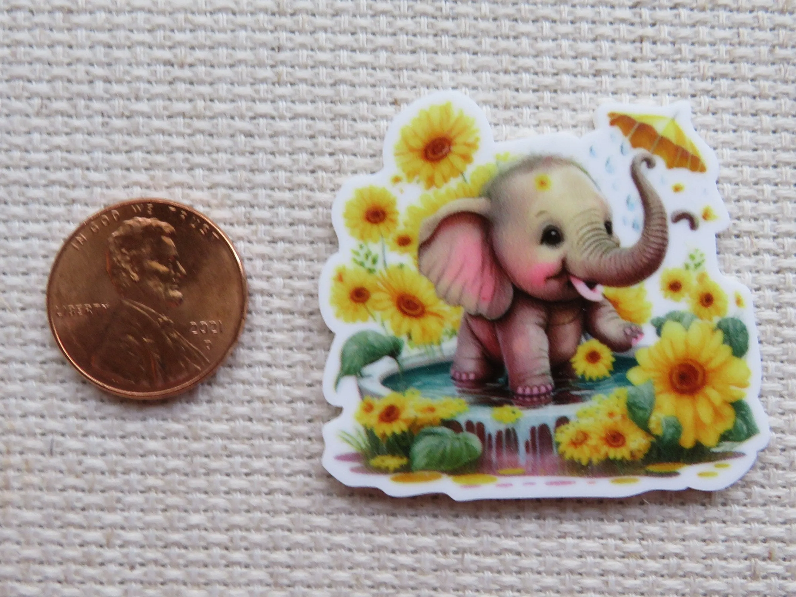 Sunflower Bathing Elephant Needle Minder, Cover Minder, Magnet