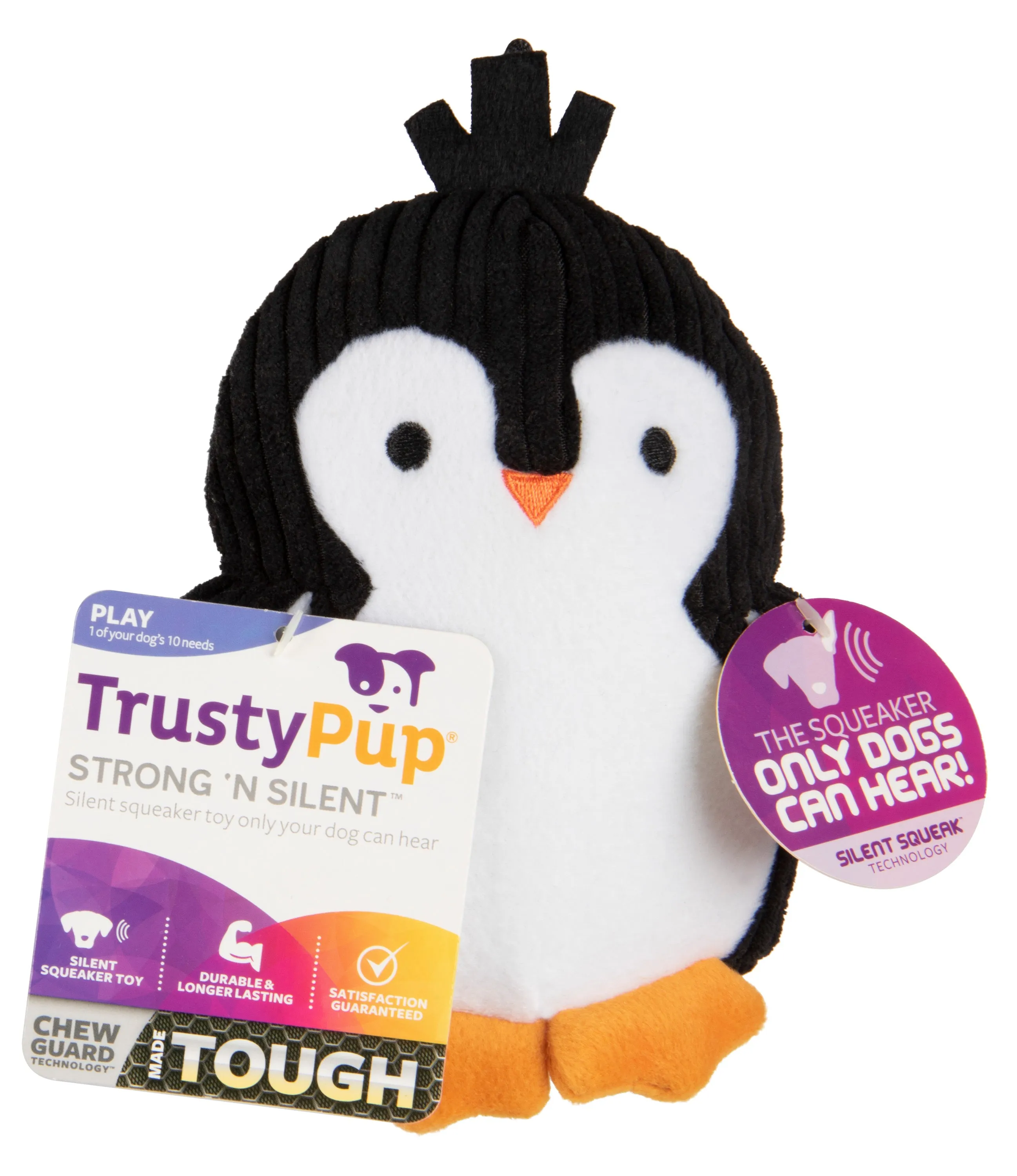 TrustyPup - Silent Squeak Penguin Soft Plush Dog Toy