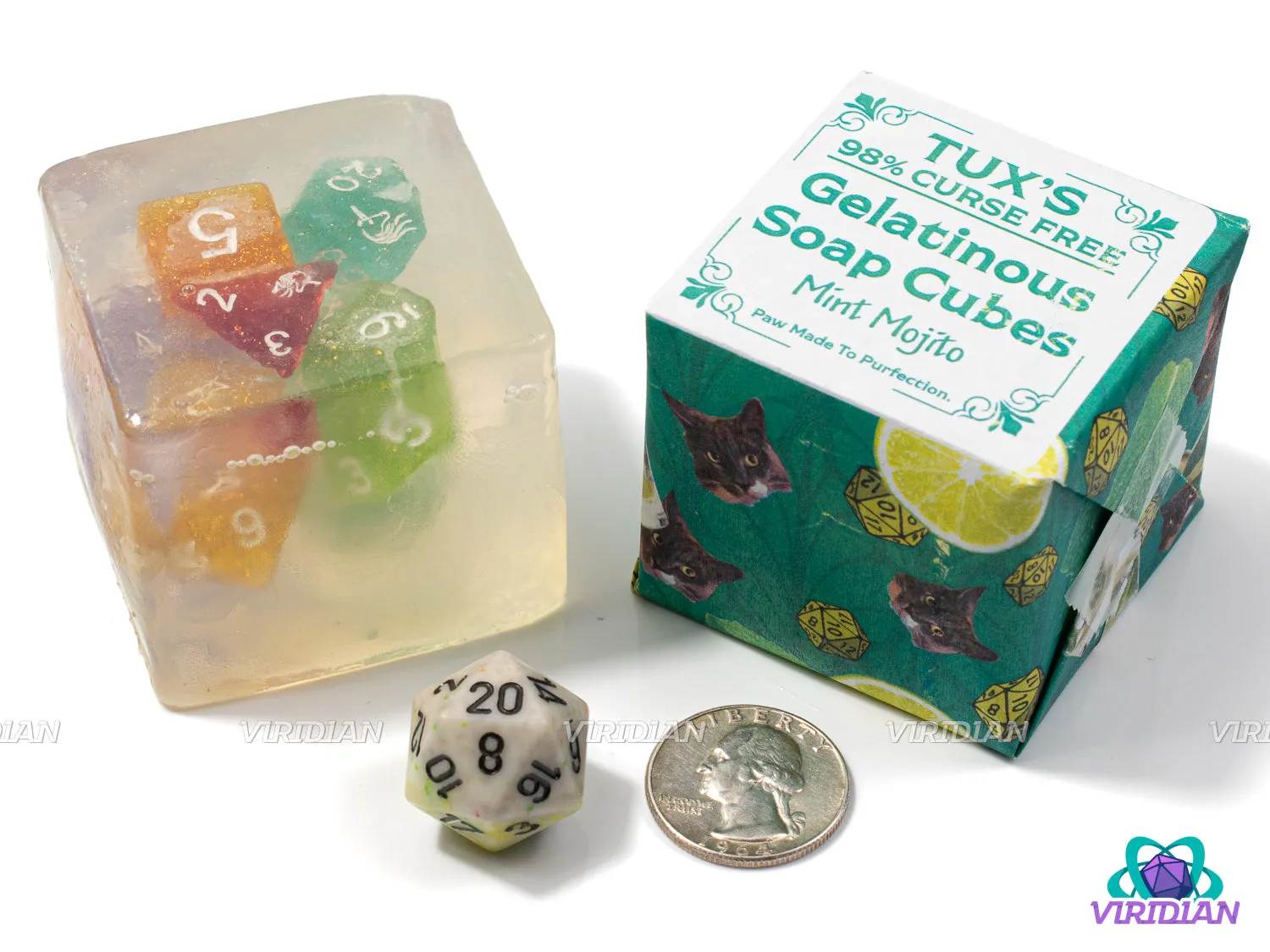 Tux's 98% Curse-Free Gelatinous Soap | Handmade with Mystery Dice Set Inside | Made in Syracuse, NY