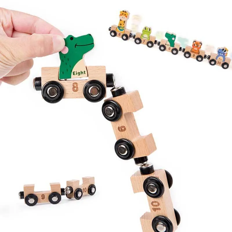 Wooden Animals Train Set